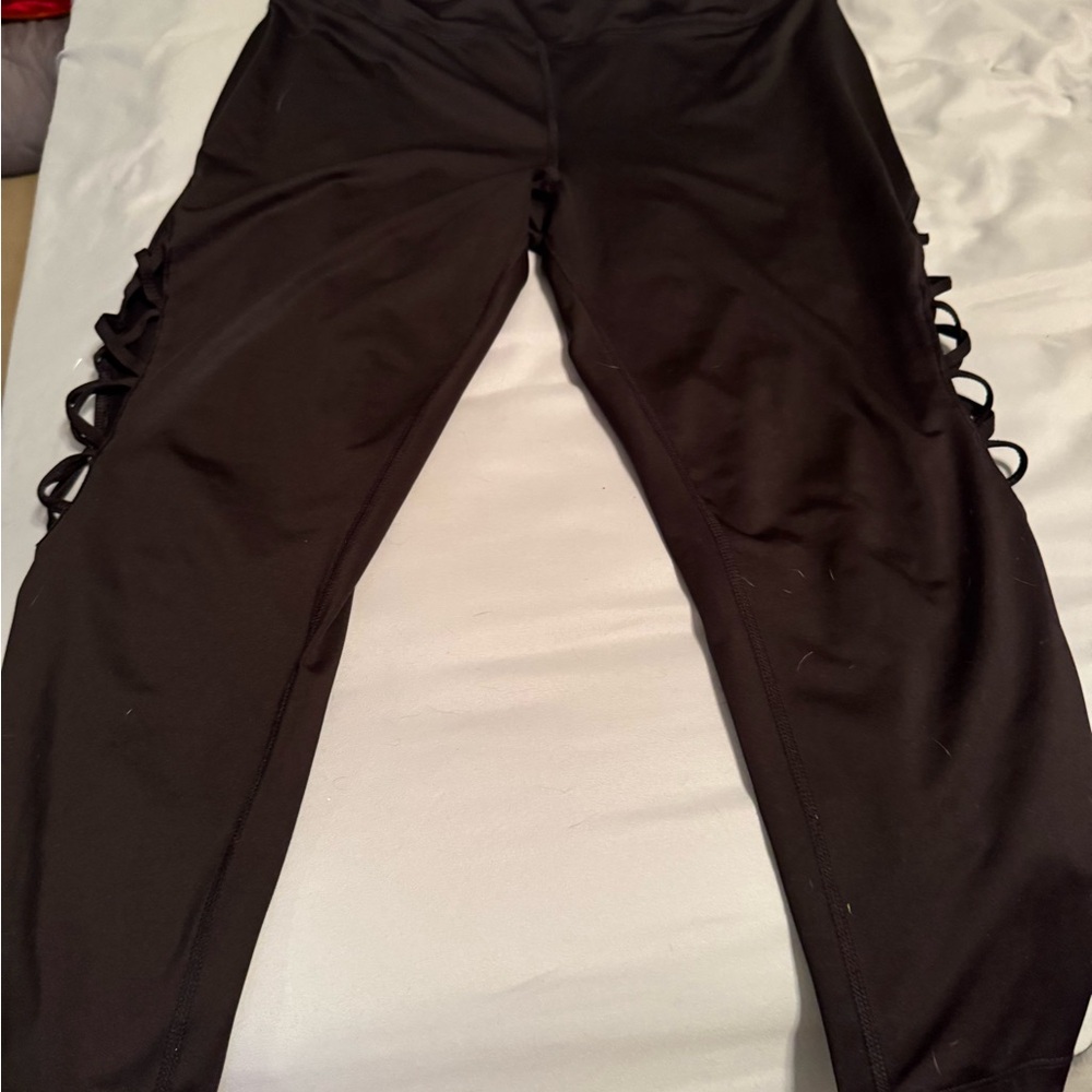 Black Lace-Up Leggings